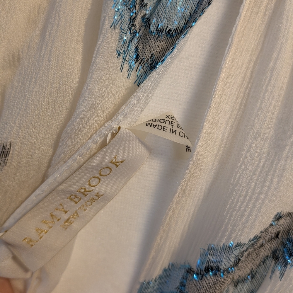 Ramy Brook White and Blue Halter Blouse Size XS - Picture 6 of 7